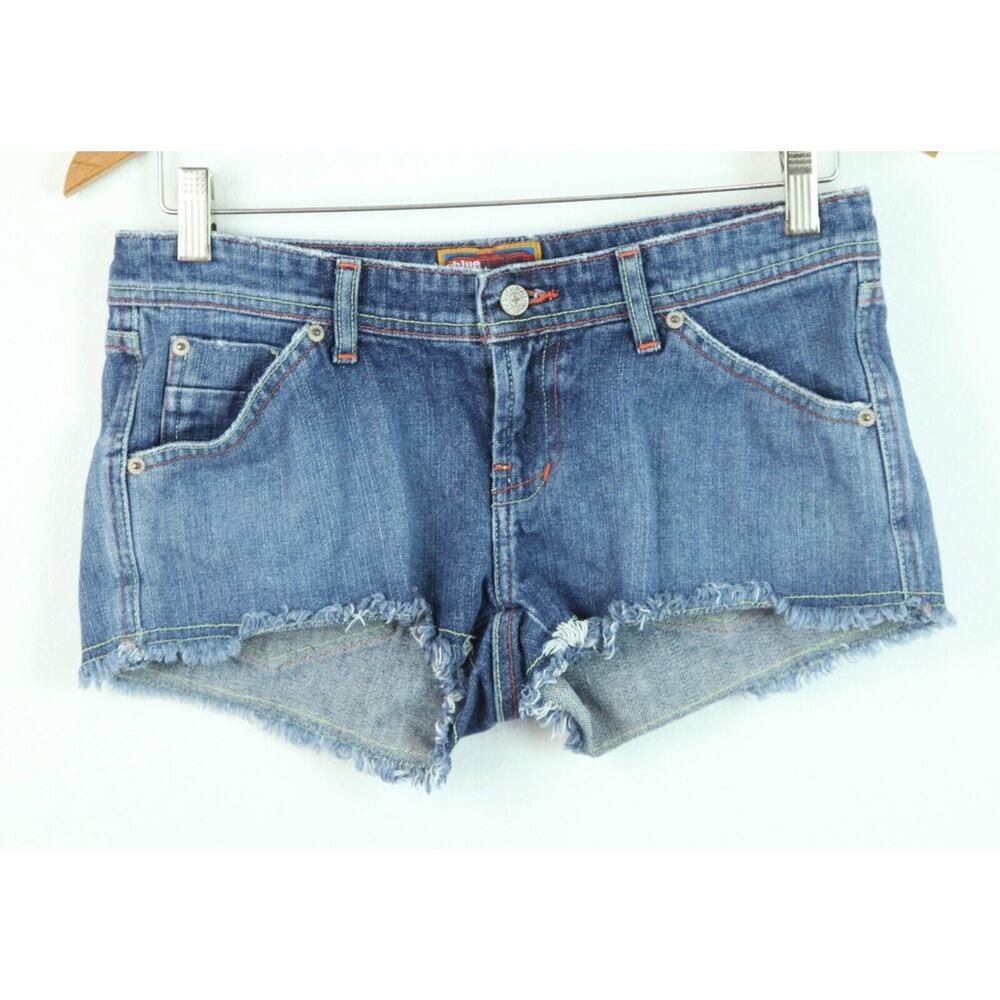 Vintage 90s Y2K Blue Asphalt Low Rise Short‎ Shorts Juniors 5 Hot Pants Denim